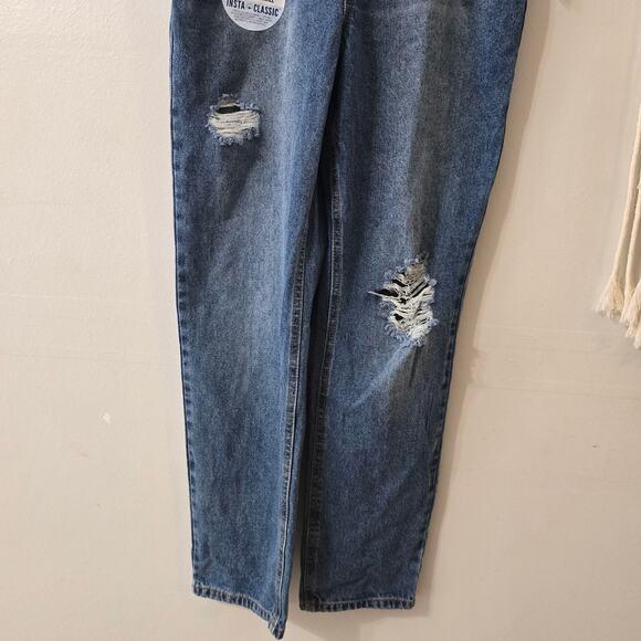 NWT Wallflower Girlfriend Straight Distressed Overalls Denim Jeans Size M Medium - Picture 4 of 11